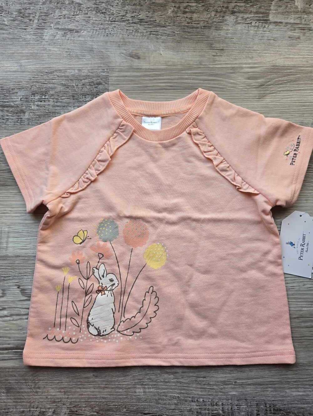 NWT Peter Rabbit Girls Pink Ruffle Sleeve Top